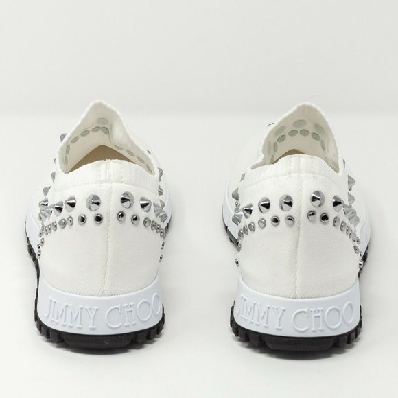 Jimmy Choo Verona White Crystal Studded Knit Sneakers Size 36.5 EU (6.5 US) - Picture 9 of 11